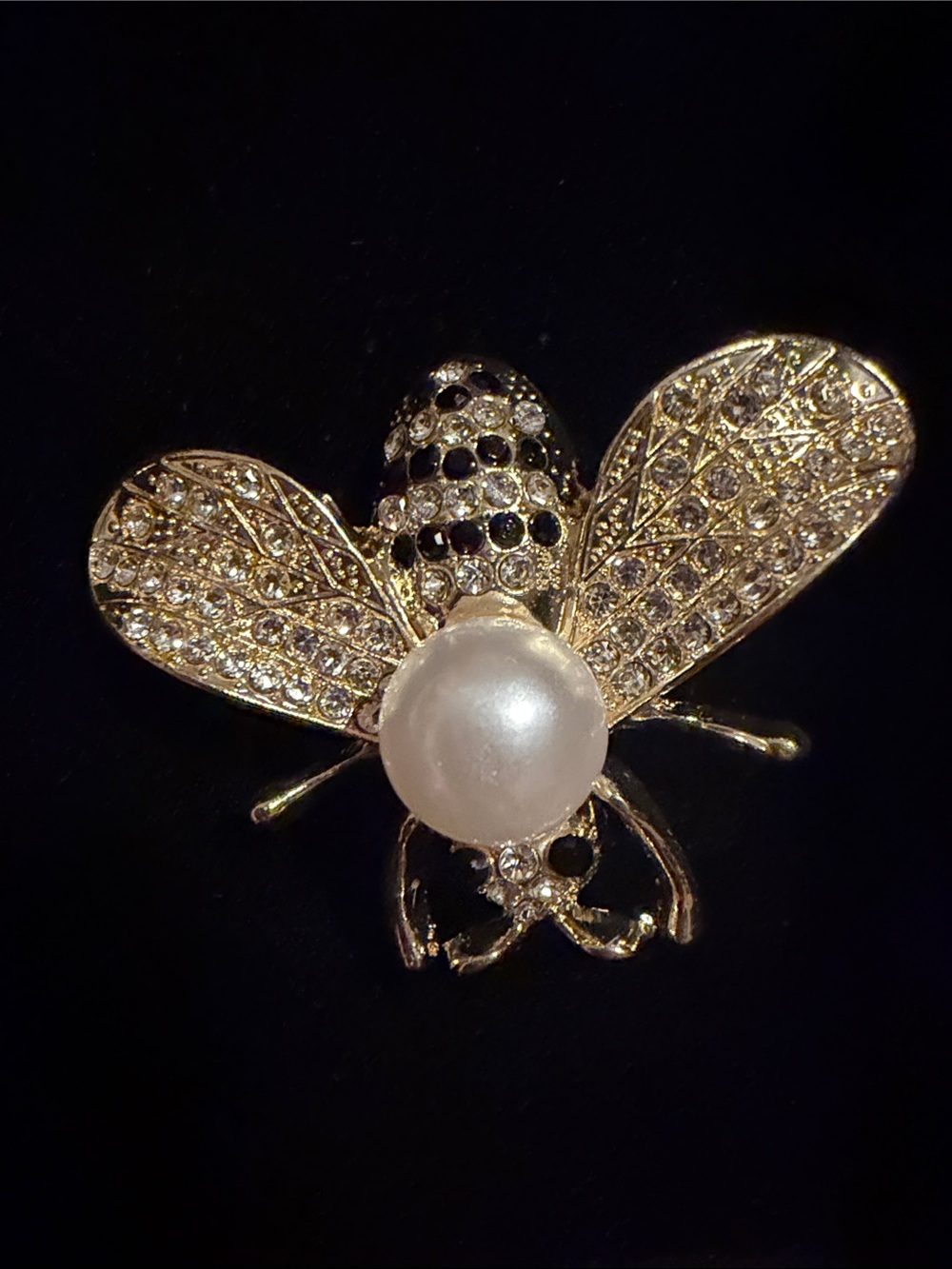Gold Bee Brooch with Pearl Accent - Women Jewelry